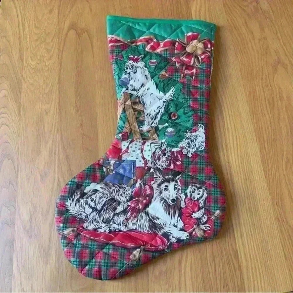 Vtg Christmas Stocking “Nicholaus” Dog Themed - Picture 3 of 5